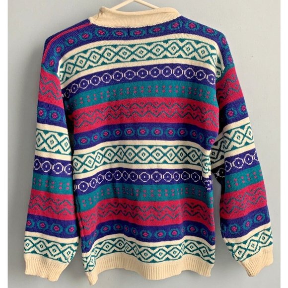 Retro Separate Scene Knit L. Sleeve Sweater Fair Isle Multicolour Size Small - Picture 4 of 6